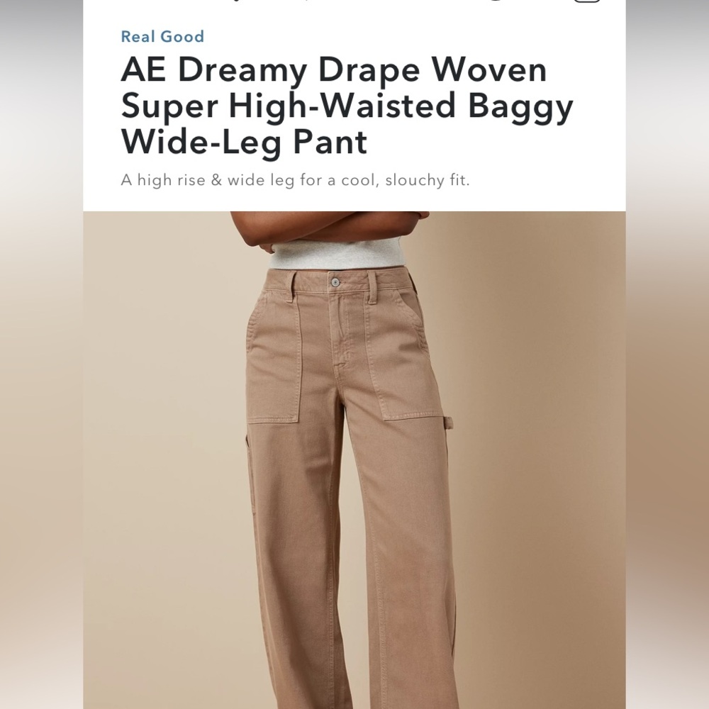 American Eagle Drape Wide Leg, high rise, stretch pants, size 6, women’s